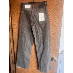 Hidden Jeans Blake Mid Rise Dad Jeans Grey Leopard Print Raw Hem Size 26 NWT